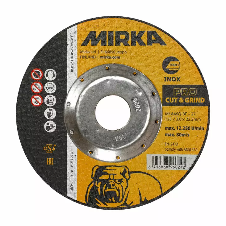 Mirka PRO Katkaisu 125x3,0x22,2mm A46Q-BFInox - Katkaisu-ja hiomalaikat - 75820125030 - 1