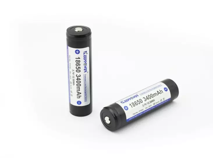 18650 Keeppower 3400 mAh 7A Li-Ion akku 3,6 V suojapiirillä (button-top) - Otsavalot ja taskulamput - 13284 - 1